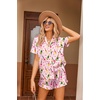 image:imageEkouaer Womens Satin Pajamas Set Button Down 2 Piece Silk Pjs Shorts Set Ruffle Lingerie Notch Collar Sleepwear  2 Piece Satin Pjs Shorts Set Ruffle Notch Collar for SleepLoungeWeddingBridal PartyChampagne Bottle Pink