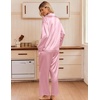 image:imageEkouaer Womens Satin Silk Pajamas Long Sleeve Button Up Pjs Lounge Sets  Soft 2Piece Set Adjustable Drawstring Waistband Side Pockets Ideal for Sleep Lounging PartyPink