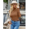 image:imageEkouaer Womens Turtleneck Tops Winter Ribbed Long Sleeve Shirts  Casual Basic Underscrub Fitted Thermal Underwear Stretchy Lightweight Undershirts High Neck Fall Fashion Clothes 2026Light Brown