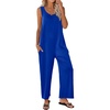 image:imageEkouaer Jumpsuits for Women Casual Summer Sleeveless Rompers Travel Outfits  Loose Fit Wide Leg Overalls Printed Baggy Rompers Vacation Cruise Beach Jumpers with PocketsRoyal Blue