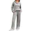 image:imageEkouaer Lounge Sets for Women 2 Piece Outfits 2026 Long Sleeve Top with PantsLight Grey