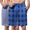 image:imageEkouaer Mens Pajama Shorts Soft Sleepwear Bottoms Pj Shorts with Pocket  Drawstring Elastic Waistband Sleep PantsSummerFallFunny PrintBeach Vacation OutfitGift For BirthdayAnniversaryHusbandBlue and White Plaid  Stripe