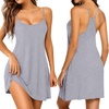 image:imageEkouaer Nightgowns for Women Bamboo Viscose Sleeveless Night Gown  Cooling Soft Breathable Lightweight Fabric Racerback Chemise Soft Sleepwear Tank Sleep Shirt Spaghetti Strap NightiesLight Grey