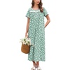 image:imageEkouaer Nightgowns for Women Cotton Long Night Gown Short Sleeve Nightdress  House Dress For Women With PocketsButton SleepshirtsLadies Summer SleepwearSoft Night DressVictorian SleepdressGreen White Florals