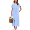 image:imageEkouaer Nightgowns for Women Cotton Long Night Gown Short Sleeve Nightdress  House Dress For Women With PocketsButton SleepshirtsLadies Summer SleepwearSoft Night DressVictorian SleepdressLight Blue