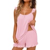 image:imageEkouaer Pajama for Women Set 2 Piece Lightweight Ruffle Pajamas  Soft Sexy Sleepwear Cami and Shorts Sleep Set Bridal Bridesmaid Pj SummerFall Sleep SetsPink