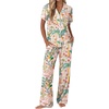 image:imageEkouaer Pajamas for Women Set Button Up Soft Pjs Short Sleeve Lounge Sets  Cute Scalloped Trim Notch Collar Side Pockets Soft Breathable FabricIdeal for Daily Wear Maternity PostpartumTropical Print