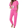 image:imageEkouaer Pajamas for Women Set Short Sleeve PJ Set 2 Piece Jogger Pants  Womens Round Neck Sleepwear with Raglan Sleeve Side Pockets Relaxed Fit Loungewear for Home Lounging Daily Wear TravelPink Leopard