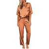 image:imageEkouaer Pajamas for Women Set Silky Satin 2 Piece Lounge Sets with Pockets  Lightweight pjselastic waist long pantsloose drop shoulderallseason daily weargreat giftwedding bridal partySXXXLCaramel