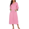 image:imageEkouaer Robes for Women Zipper Robe 34 Sleeves Housecoat with Pockets  Full Length Loungewear Easy ZipUp Nightgown Long Bathrobe 34 Sleeves for Everyday Comfort Lounging RecoveryStyle 1pink