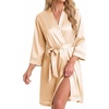 image:imageEkouaer Women Silky Satin Robe Lace Bridesmaid Bathrobes Kimono Loungewear  Short Bride Robes for Bridal Wedding Party 34 Sleeves Knee Length Maternity Robe Lightweight Soft Satin FabricFlesh Color