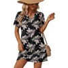 image:imageEkouaer Womens Coverup Swimsuit Summer Cover Ups Swimwear 2026 Bathing Suit  Short SleeveTwisted Cover Up Dress Swim Suit Beach VacationBlack Palm Leaf