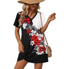 image:imageEkouaer Womens Coverup Swimsuit Summer Cover Ups Swimwear 2026 Bathing Suit  Short SleeveTwisted Cover Up Dress Swim Suit Beach VacationBlack Red Floral