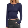 image:imageEkouaer Womens Long Sleeve Shirts Fitted Tops Underscrub Themal Undershirt  Under Scrubs Top Soft Stretchy Tshirt Gym to Going Out Tight Basic Layer Long Sleeve Shirts XSXXLNavy Blue