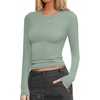 image:imageEkouaer Womens Long Sleeve Shirts Fitted Tops Underscrub Themal Undershirt  Under Scrubs Top Soft Stretchy Tshirt Gym to Going Out Tight Basic Layer Long Sleeve Shirts XSXXLGreen
