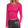 image:imageEkouaer Womens Long Sleeve Shirts Fitted Tops Underscrub Themal Undershirt  Under Scrubs Top Soft Stretchy Tshirt Gym to Going Out Tight Basic Layer Long Sleeve Shirts XSXXLHot Pink
