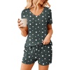 image:imageEkouaer Womens Pajama Sets Shorts Soft 2 Piece Lounge Set with Chest Pocket  Lightweight Sleepwear Vneck short sleeve top with drawstring shorts casual Pjs for allseason daily wear available in XSDark Gray Stars