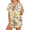 image:imageEkouaer Womens Satin Pajamas Set Button Down 2 Piece Silk Pjs Shorts Set Ruffle Lingerie Notch Collar Sleepwear  2 Piece Satin Pjs Shorts Set Ruffle Notch Collar for SleepLoungeWeddingBridal PartyZebra Collection