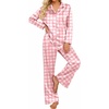 image:imageEkouaer Womens Satin Silk Pajamas Long Sleeve Button Up Pjs Lounge Sets  Soft 2Piece Set Adjustable Drawstring Waistband Side Pockets Ideal for Sleep Lounging PartyColorful Bow