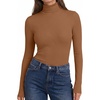 image:imageEkouaer Womens Turtleneck Tops Winter Ribbed Long Sleeve Shirts  Casual Basic Underscrub Fitted Thermal Underwear Stretchy Lightweight Undershirts High Neck Fall Fashion Clothes 2026Light Brown