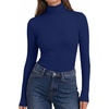 image:imageEkouaer Womens Turtleneck Tops Winter Ribbed Long Sleeve Shirts  Casual Basic Underscrub Fitted Thermal Underwear Stretchy Lightweight Undershirts High Neck Fall Fashion Clothes 2026Navy Blue