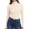 image:imageEkouaer Womens Turtleneck Tops Winter Ribbed Long Sleeve Shirts  Casual Basic Underscrub Fitted Thermal Underwear Stretchy Lightweight Undershirts High Neck Fall Fashion Clothes 2026Beige