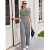 image:imageEkouaer Lounge Sets for Women 2 Piece Summer Matching Set with Pockets  Vacation Airport Travel OutfitsSoft Stretch LoungewearSlim Short Sleeve Graphic Top and PantsComfy Casual ClothesGreyletter