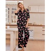 image:imageEkouaer Pajamas for Women Set Button Up Short Sleeve Pjs with Long Pants  Summer Sleepwear Deep Pockets Soft Fabric 2 Piece Lounge Set Relaxed Fit Various OccasionsBlack Watermelon