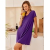 image:imageEkouaer Womens Nightgown Short Sleeve Night Gowns Soft Ruffled Sleep Shirt  Nightgowns for WomenV Neck Sleep DressShort NightgownPullover Soft Night DressRuffled SleepwearSummer T Shirt DressPurple