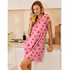 image:imageEkouaer Womens Nightgown Short Sleeve Night Gowns Soft Ruffled Sleep Shirt  Nightgowns for WomenV Neck Sleep DressShort NightgownPullover Soft Night DressRuffled SleepwearSummer T Shirt DressPink Strawberry