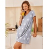 image:imageEkouaer Womens Nightgown Short Sleeve Night Gowns Soft Ruffled Sleep Shirt  Nightgowns for WomenV Neck Sleep DressShort NightgownPullover Soft Night DressRuffled SleepwearSummer T Shirt DressGrey Star