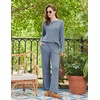image:imageEkouaer Womens Pajama sets Long Sleeve Cozy 2 Piece Matching Lounge Set  Comfy nonitchy ribbed knit pjs henley neck drop shoulder loose fit elastic waist pants with pockets fall pjs great giftDusty Blue