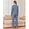 image:imageEkouaer Womens Pajama sets Long Sleeve Cozy 2 Piece Matching Lounge Set  Comfy nonitchy ribbed knit pjs henley neck drop shoulder loose fit elastic waist pants with pockets fall pjs great giftDusty Blue