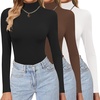 image:imageEkouaer Womens 3 Pack Turtleneck Shirts Long Sleeve Mock Undershirts  Mock Neck Soft Base Layer Thermal Tops Underwear Stretchy Fit Buttery Soft Fashion Winter ClothesBlackWhiteBrown