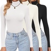 image:imageEkouaer Womens 3 Pack Turtleneck Shirts Long Sleeve Mock Undershirts  Mock Neck Soft Base Layer Thermal Tops Underwear Stretchy Fit Buttery Soft Fashion Winter ClothesBlackWhiteBeige