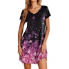 image:imageEkouaer Womens Nightgown Short Sleeve Night Gowns Soft Ruffled Sleep Shirt  Nightgowns for WomenV Neck Sleep DressShort NightgownPullover Soft Night DressRuffled SleepwearSummer T Shirt DressPink Flower