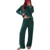 image:imageEkouaer Womens Pajamas Long Sleeve Pjs Soft Loungewear 2 Piece Lounge Sets  Loose Pants with PocketsComfy Fall Winter SleepwearGreen