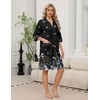 image:imageEkouaer Zipper Robes for Women 34 Sleeve Housecoats with Pockets  House coats for women Soft Lightweight Bathrobe Turn Down Neck Contrast Piping Home Daily Wear TravelButterfly Flowers1