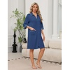 image:imageEkouaer Zipper Robes for Women 34 Sleeve Housecoats with Pockets  House coats for women Soft Lightweight Bathrobe Turn Down Neck Contrast Piping Home Daily Wear TravelNavy