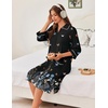 image:imageEkouaer Zipper Robes for Women 34 Sleeve Housecoats with Pockets  House coats for women Soft Lightweight Bathrobe Turn Down Neck Contrast Piping Home Daily Wear TravelButterfly Flowers1