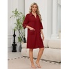 image:imageEkouaer Zipper Robes for Women 34 Sleeve Housecoats with Pockets  House coats for women Soft Lightweight Bathrobe Turn Down Neck Contrast Piping Home Daily Wear TravelWine Red