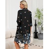 image:imageEkouaer Zipper Robes for Women 34 Sleeve Housecoats with Pockets  House coats for women Soft Lightweight Bathrobe Turn Down Neck Contrast Piping Home Daily Wear TravelButterfly Flowers1