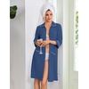 image:imageEkouaer Zipper Robes for Women 34 Sleeve Housecoats with Pockets  House coats for women Soft Lightweight Bathrobe Turn Down Neck Contrast Piping Home Daily Wear TravelNavy
