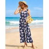 image:imageEkouaer Jumpsuits for Women Casual Summer Sleeveless Rompers Travel OutfitsBlueWhite Flower