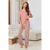 image:imageEkouaer Pajama Sets for Women 2 Piece Short Sleeve Pj V Neck Chest PocketOrange Pink Floral