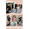 image:imageEkouaer Pajama Sets for Women 2 Piece Short Sleeve Pj V Neck Chest PocketRose Pink Palm Leaves