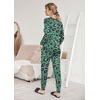 image:imageEkouaer Pajamas Womens Long Sleeve Pj Set Soft 2 Piece LoungewearGreen Leopardprint