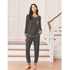 image:imageEkouaer Pajamas Womens Long Sleeve Pj Set Soft 2 Piece LoungewearGrey