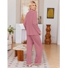 image:imageEkouaer Pajamas for Women Set Long Sleeve Lounge Set Soft Button Down PjsPurple Red