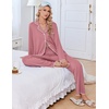 image:imageEkouaer Pajamas for Women Set Long Sleeve Lounge Set Soft Button Down PjsPurple Red